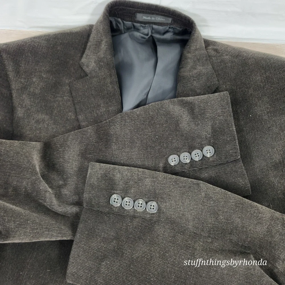 Chaps Corduroy Men's Sport Coat 42L Charcoal Blazer‎ Suit Jacket Casual 2 Button